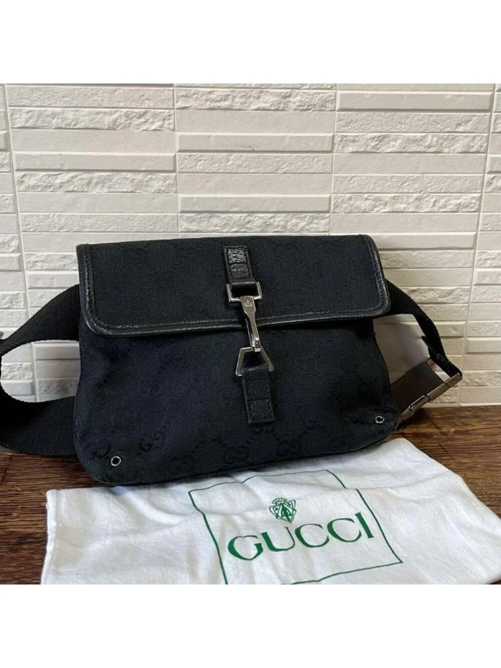 Gucci GG Canvas Leather Waist Bag Pouch Jackie